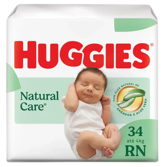 Fralda Huggies Natural Care RN 34 unidades