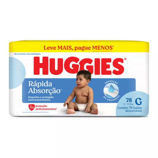 Fralda Huggies Rápida Proteção G 78 unidades