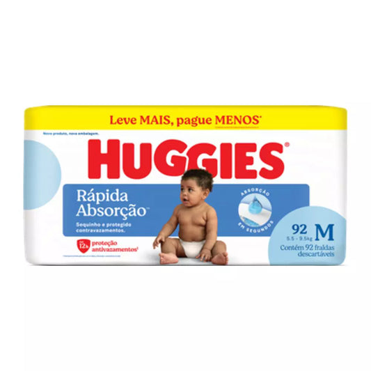 Fralda Huggies Rápida Proteção M 92 unidades