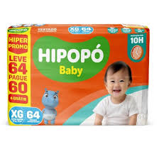 Fralda Hipopó Baby Hiper XG - 64 Unidades
