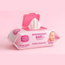 Toalha / Lenços Umedecidos Premium Rosa De 120 Unidades